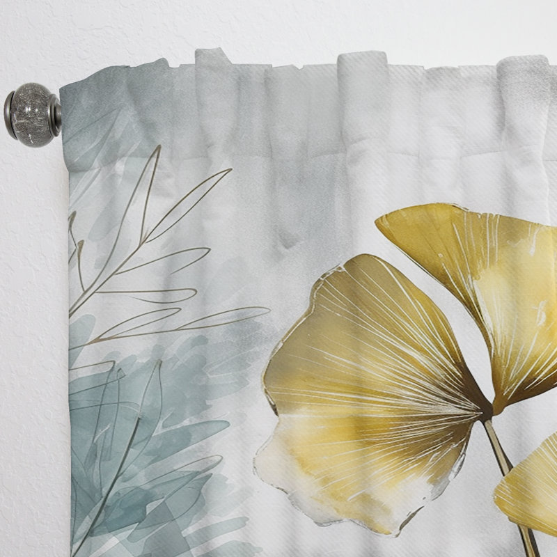Neaton - Palm Tropical Ginkgo Artwork I - Traditional Curtain - Velvet Room Darkening - 1 panel, 52" W x 108" L