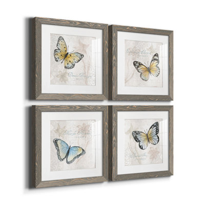 Carte postale papillon I - ensemble de 4 reproductions d'art sur toile