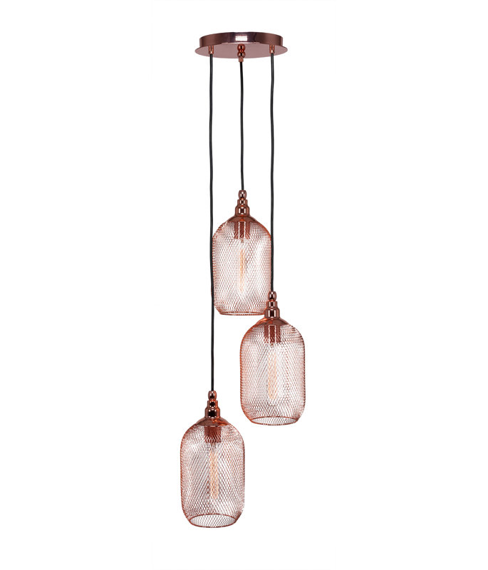 Luminaire suspendu 3 lumières Adkins Plexus, Cuivre