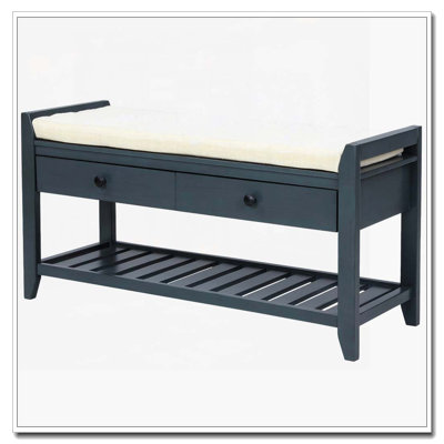 Shoe Rack Bench with Cushioned Seat and Drawers