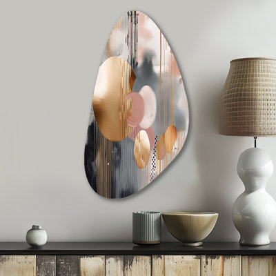 Soft Colours Shapes And Lines Marble I - Abstract Marble Fall Shape Metal Wall Sculpture