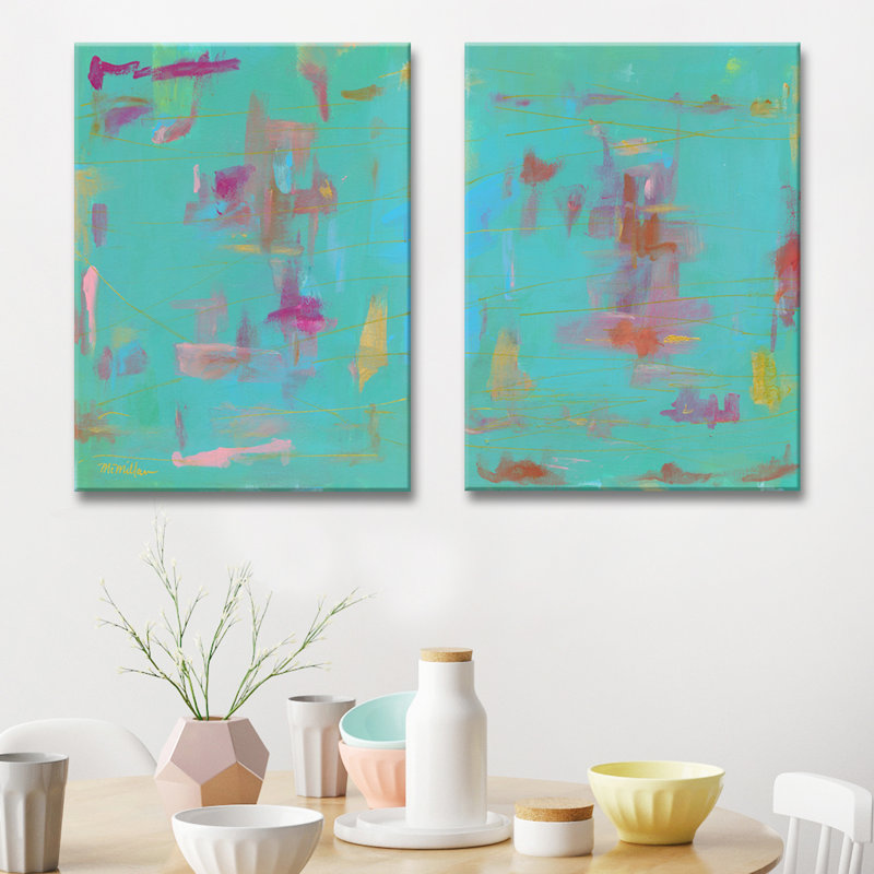 Compatible I / II par Dana McMillan - ensemble de 2 reproductions sur toiles tendues, H 40 po x l 60 po x p 1,5 po