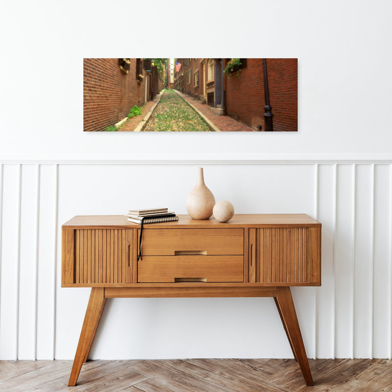 USA Massachusetts Boston Beacon Hill 1 Piece Wrapped Canvas Panoramic Wall Art, 30.48 cm H x 91.44 cm W