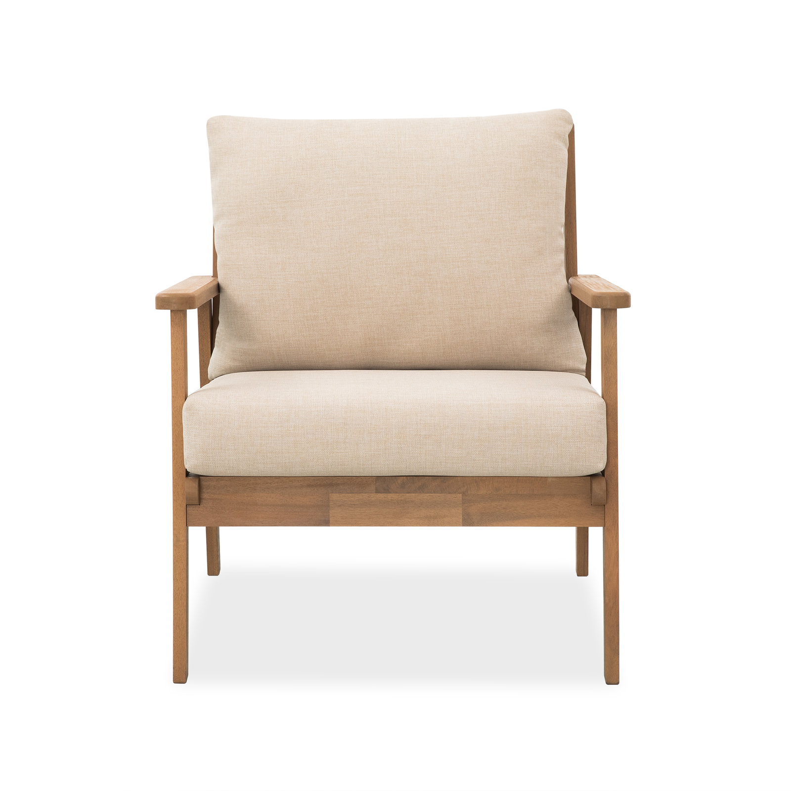 Weslyn 5-Person Acacia Complete Patio Set, 4 Pcs: 2 chairs, 51'W coffee table, and sofa.