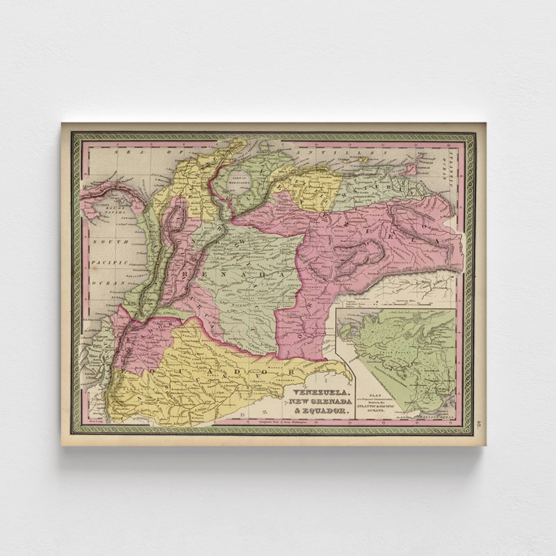 Vénézuéla, Nouvelle-Grenade et Équateur, 1849, par cartes anciennes, impression de carte antique du Vénézuéla, décor de salon en Amérique du Sud, carte de l'Amérique Latine