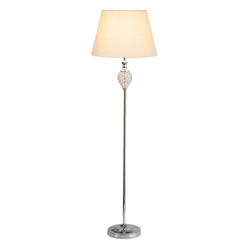 Paoli 162cm Chrome Traditional Floor Lamp, Cream