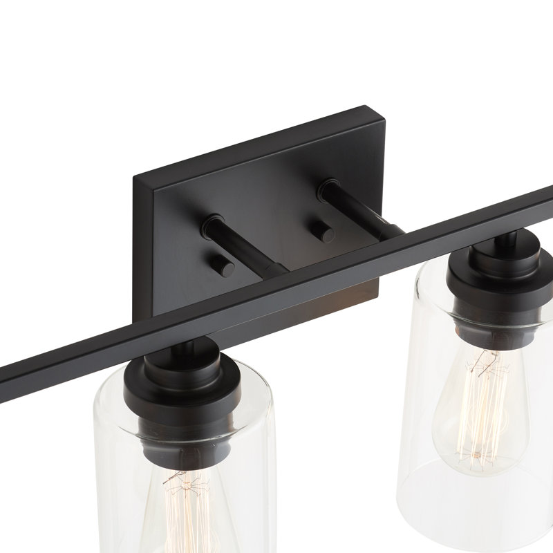 Quitterie - Éclairage pour meuble-lavabo, Noir mat, Clear, 4
