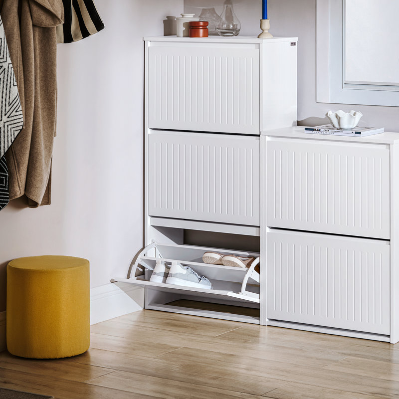12 paires de rangement à chaussures rabattable, Blanc