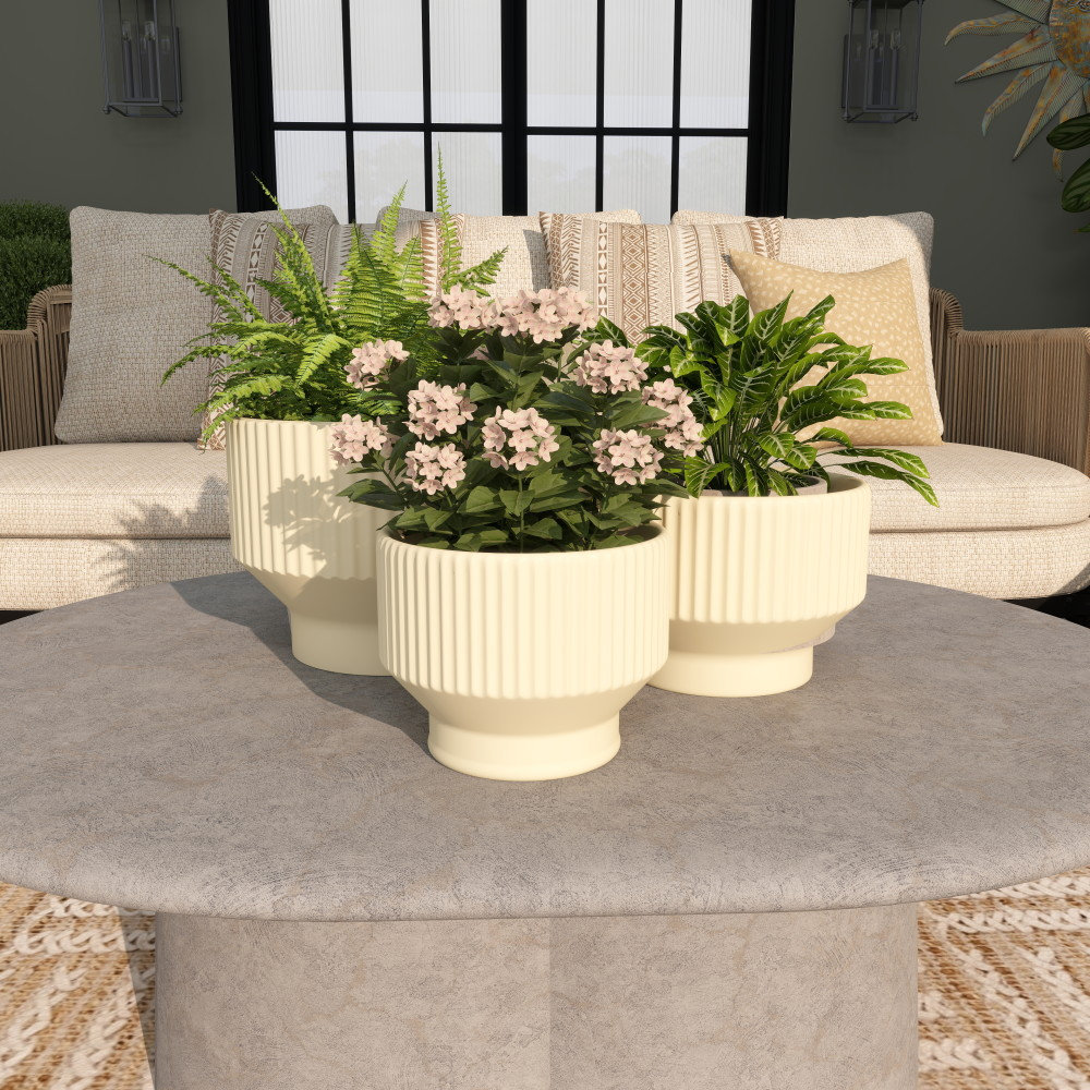 Destina 10" Ceramic Pot Planter, Cream
