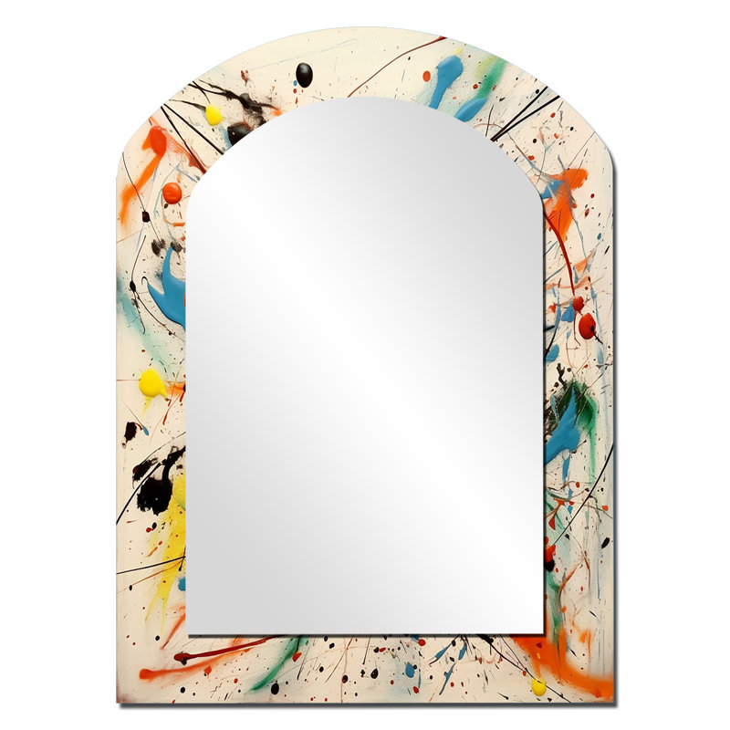 «All That Jazz Colorful Joy II - Abstract Collages Arch large Mirror, Modern, 34 po x 25 po