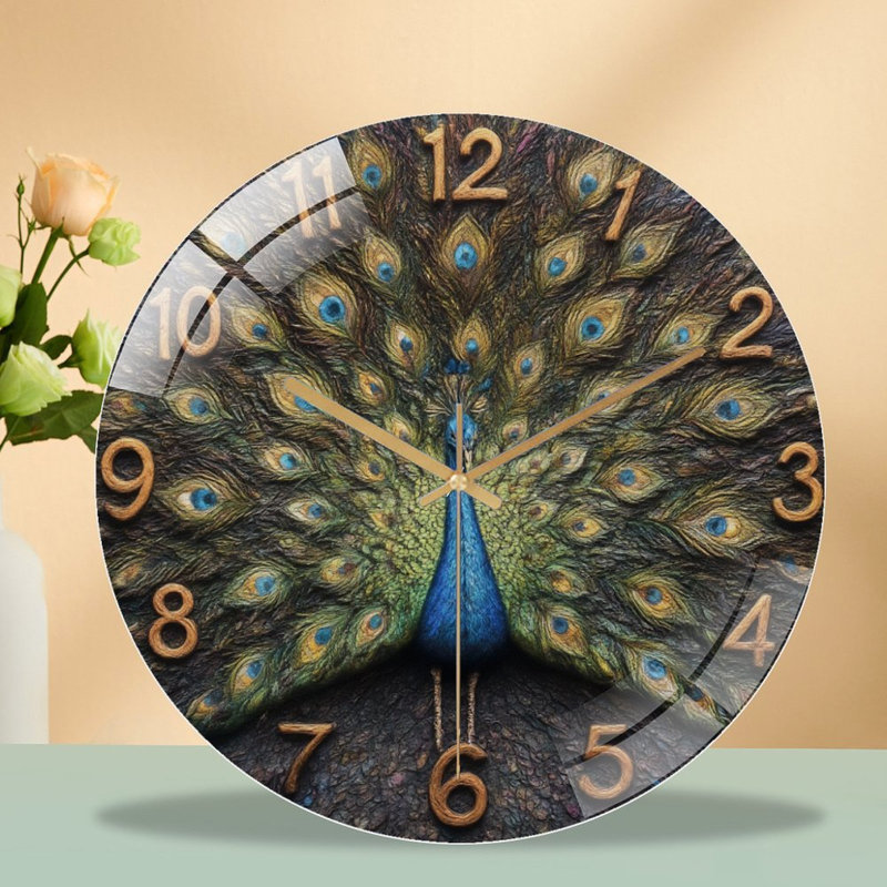 Horloge murale 12 po Peacock Tail