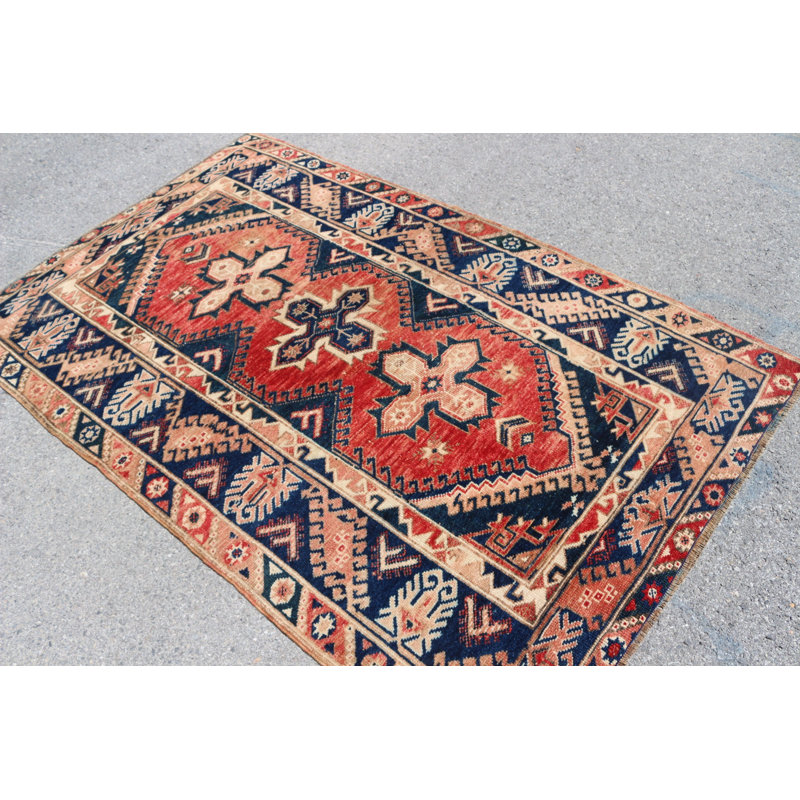Tapis turc rétro bleu idéal pour une chambre à coucher organique et tapis d'intérieur présentant un savoir-faire exceptionnel
