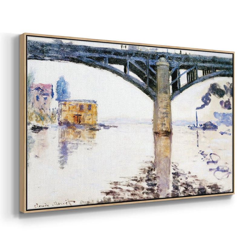 Le pont de chemin de fer à Argenteuil, 1874, reproduction d'art sur toile, H 25 po x l 37 po x P 2 po, Bois naturel