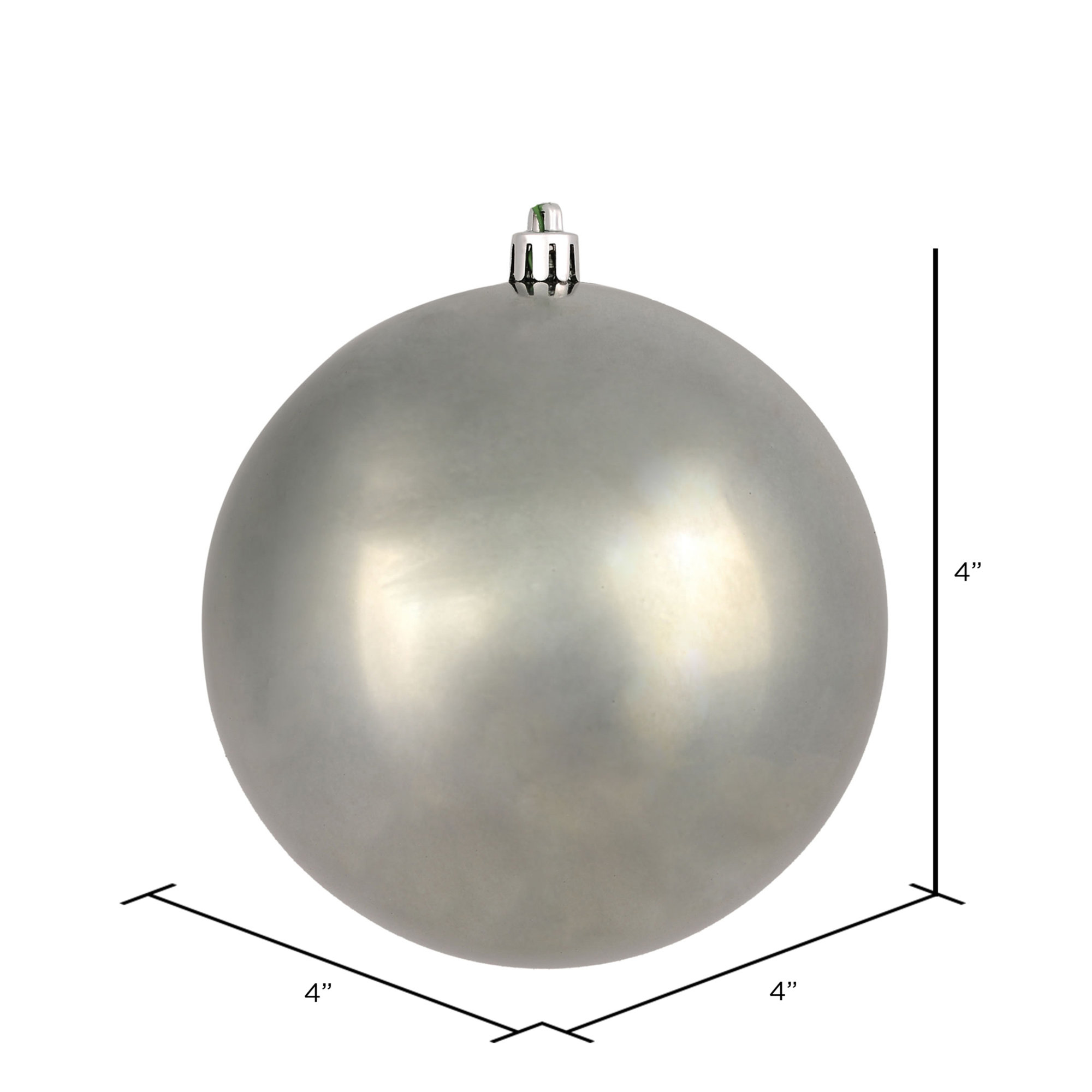 Holiday Décor Ball Ornament, Wrought Iron Shiny, 4" H x 4" W x 4" D