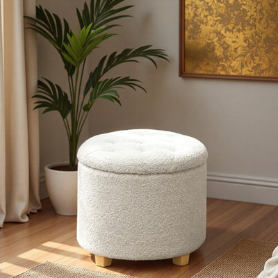 Tabouret capitonné à boutons, tabouret de rangement rond