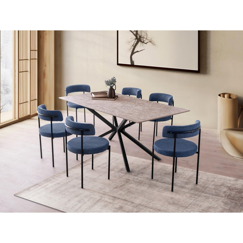 Ferro Beech Dining Table, Grey Stone