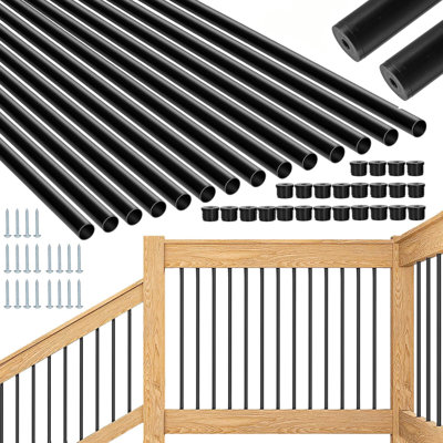 101 Pack 32" Deck Balusters, Hollow Round Aluminum Balusters for Deck Railing, Aluminum Deck Spindles with Screws for Railing Fencing