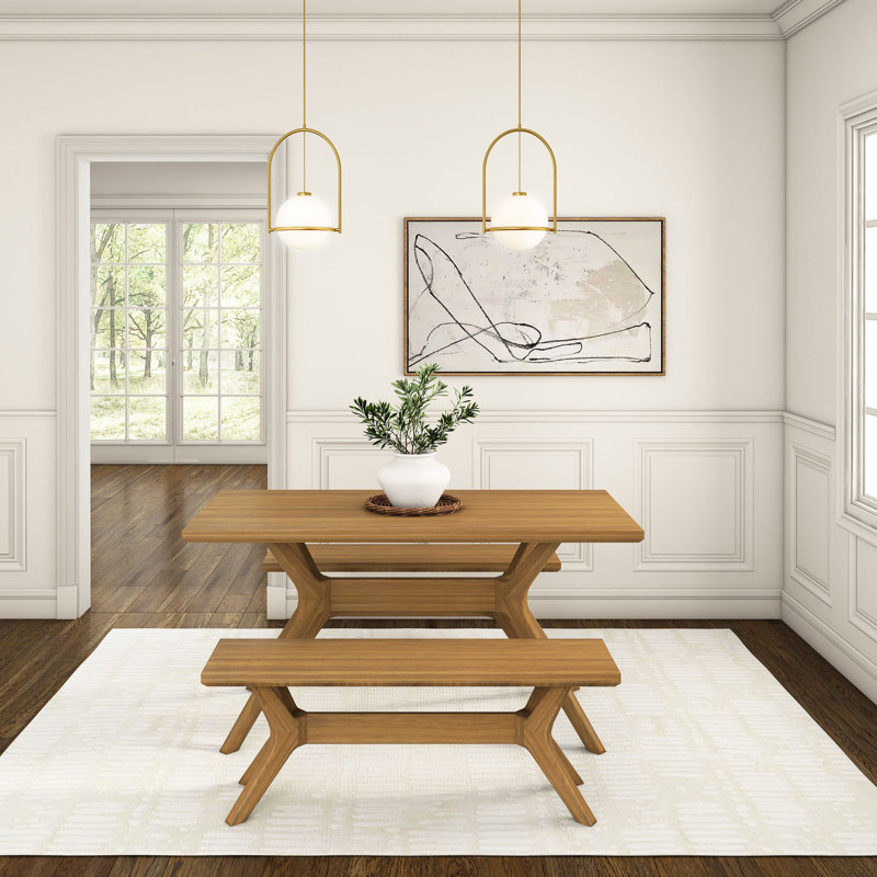 Muhsina X-Leg Dining Bench, Pecan