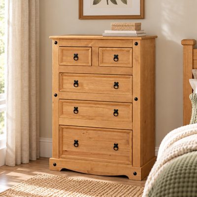 Juni Solid Wood 82 cm W Chest of 5 Drawers