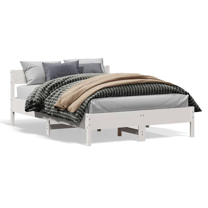 Anthoine Solid Wood Bed, White, Small Double (4')