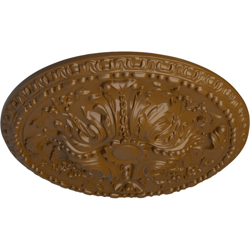 Endurathane Granada Ceiling Medallion, 19"OD x 1 1/2"P (Fits Canopies up to 7 1/8"), Hand-Painted Pale Gold Finish