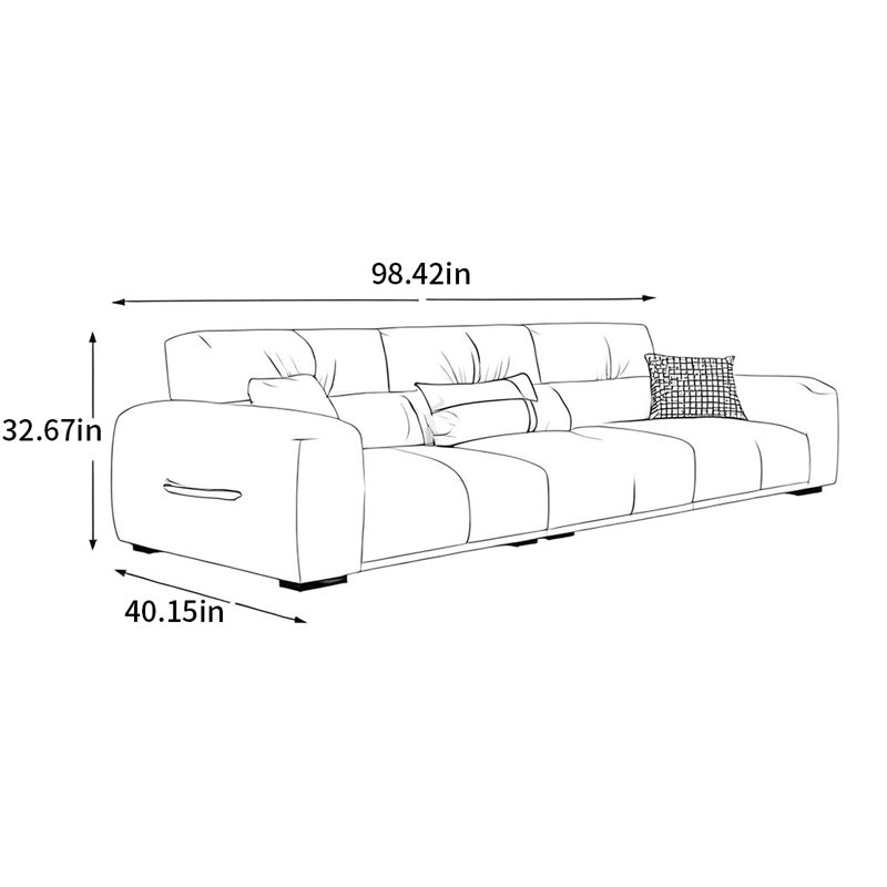 Canapé droit en tissu Tofu Block, H 32,67 po x l 98,42 po x P 40,15 po, 3