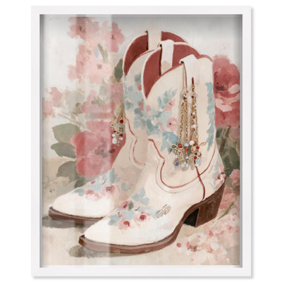 Décoration de printemps printanière «Shadowbox» par Art Remedy, cadre blanc, 24 x 30
