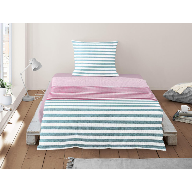 Calypso Cotton 81 TC Duvet Cover Set, 155 x 220cm Duvet Cover + 1 Pillowcase, Blue