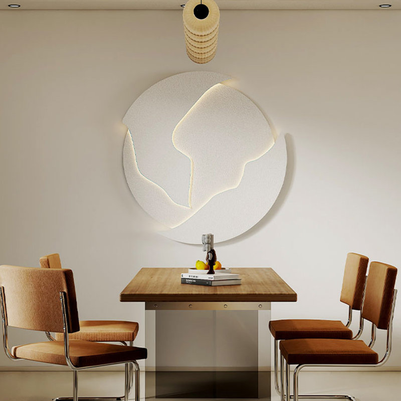 Applique murale à DEL minimaliste Wabi-Sabi, applique murale abstraite texturée blanche, applique à intensité variable pour décoration intérieure contemporaine