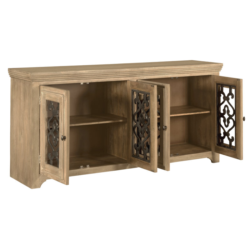 Buffet à 4 tiroirs Hearst au fini naturel traditionnel sur bois massif