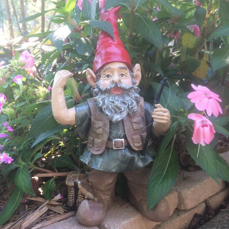 HomeStyles Nowaday Gnome Fisherman the Angler Holding a Fishing