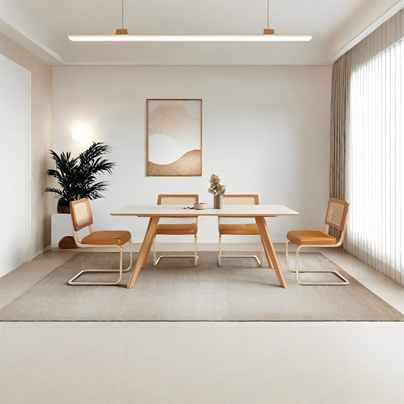 Rectangular rock plate dining table sets, 29.52"H x 55.11"L x 31.49"W