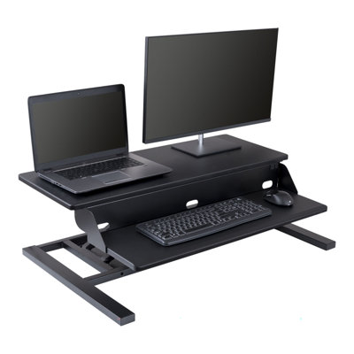 Convertisseur de bureau debout électrique à deux niveaux Inbox Zero Power Pro (noir, 32 po de largeur)