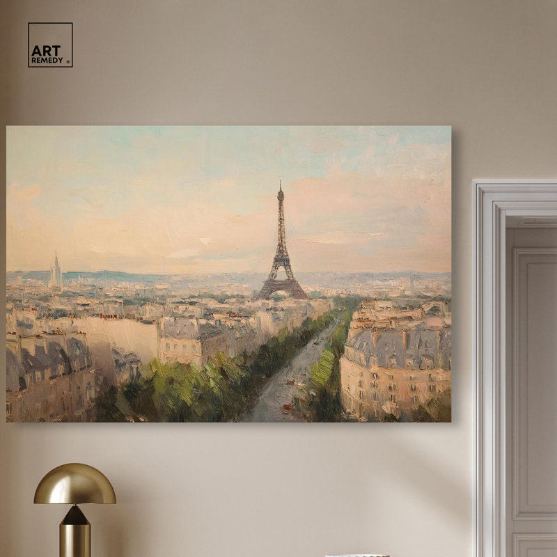 Toile «Early Morning Paris» par Art Remedy, H 16 po x l 24 po, Toile tendue, Toile tendue