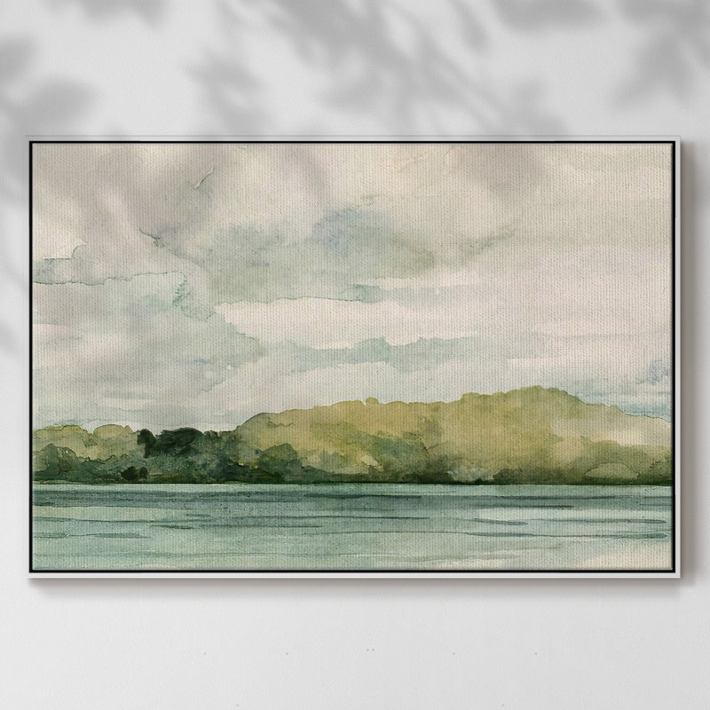 Riverside I, reproduction d'art sur toile, H 25 po x l 37 po x P 2 po, Blanc