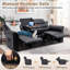 Canapé inclinable manuel en cuir synthétique 78 po avec console et table rabattable