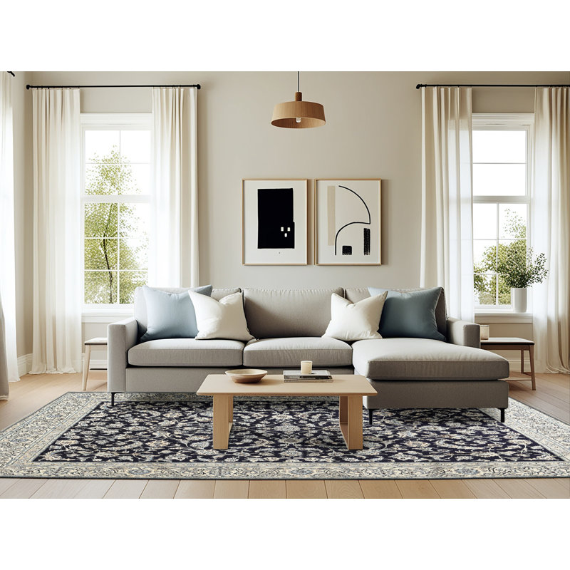 Laine orientale beige/Tapis décoratif grise, Rectangle 6 pi x 9 pi