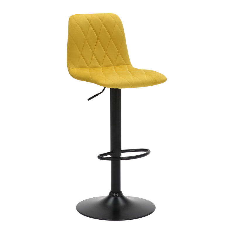 Adelaid Swivel Upholstered Adjustable Height Counter Stool with Metal Frame, Mustard