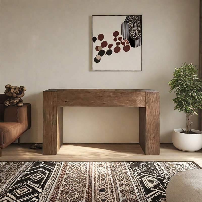 Retro Solid Wood Console Table, 31.5" H x 55.12" W x 11.81" D