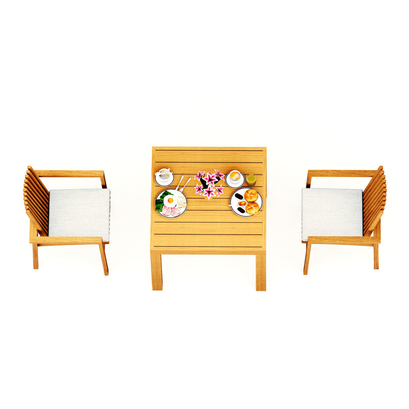 4 Seats 5 Pcs Grade-A Teak Wood Dining Set: 36" Square Table And 4 Clipper Stacking Arm Chairs #11CP0804, 2