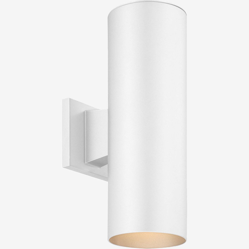  2-Light 5"W Integrated LED Indoor or Outdoor White Aluminum Cylinder Wall Mount or Wall Sconce, White