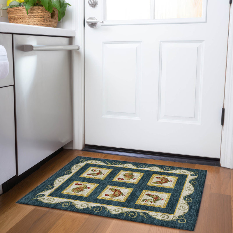 Premium Machine Washable Chiekezi AMF159 Midnight Rug, Rectangle 1'8" x 2'6"