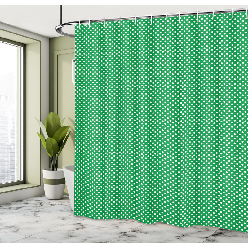Ensemble de rideau de douche + crochets, H 84 po x l 69 po, Vert et blanc 2