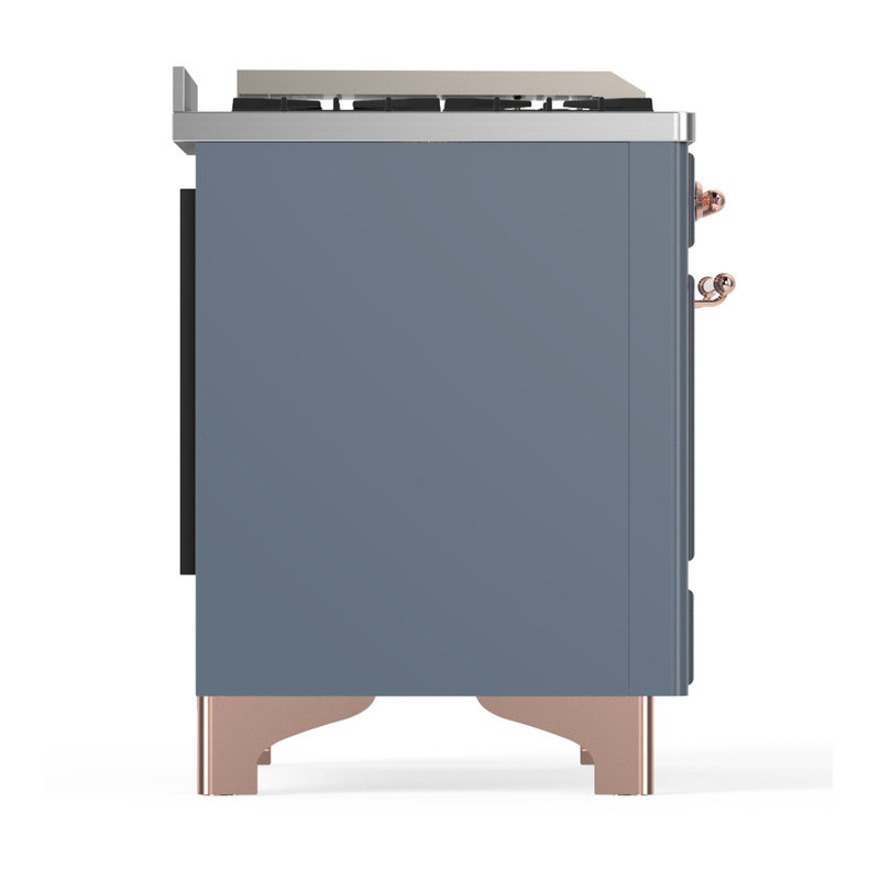 Majestic III Series 36 Inch Dual Fuel Range with 6 Sealed Burners, Griddle, in Glossy Black (Natural Gas, Brass Trim), Copper