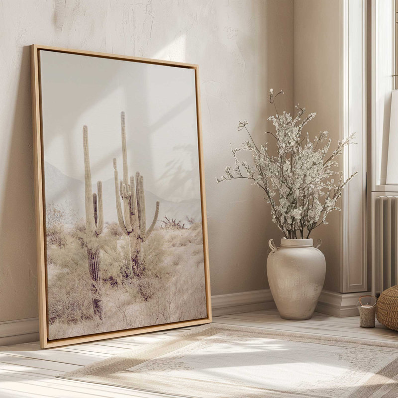 «Cacti in Chorus», reproduction sur toile roulée, Cadre américain en érable flottant, H 48,75 po x l 32,75 po x P 1,75 po