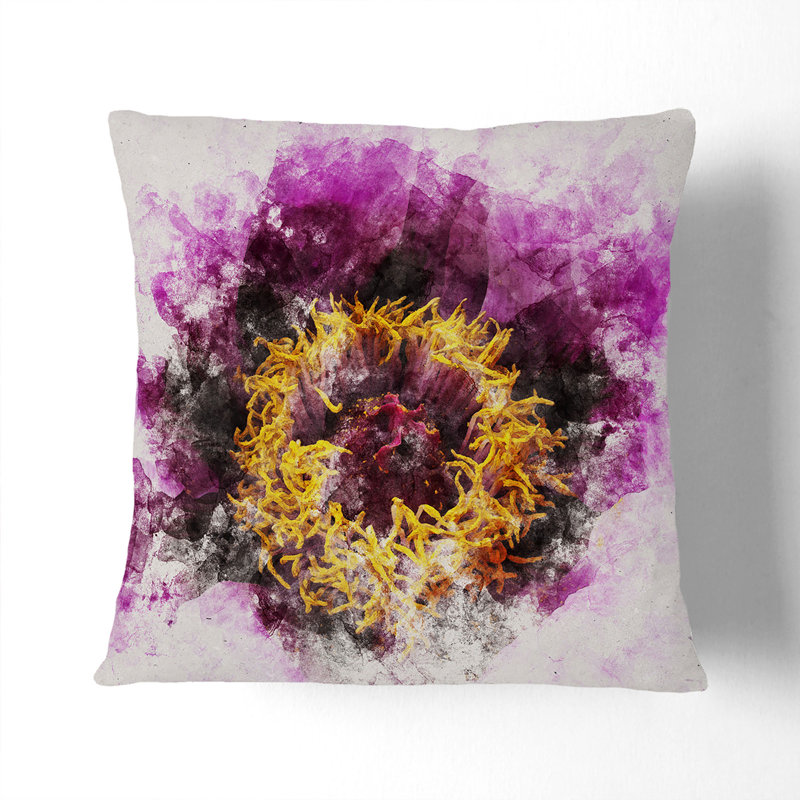 Peony Flower Vol.1 Watercolour Scatter Cushion, Stone, 40cm H x 40cm W x 15cm D