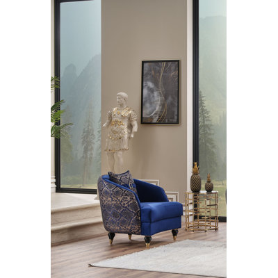 Luxury Velvet Accent Chair With Gold Trim