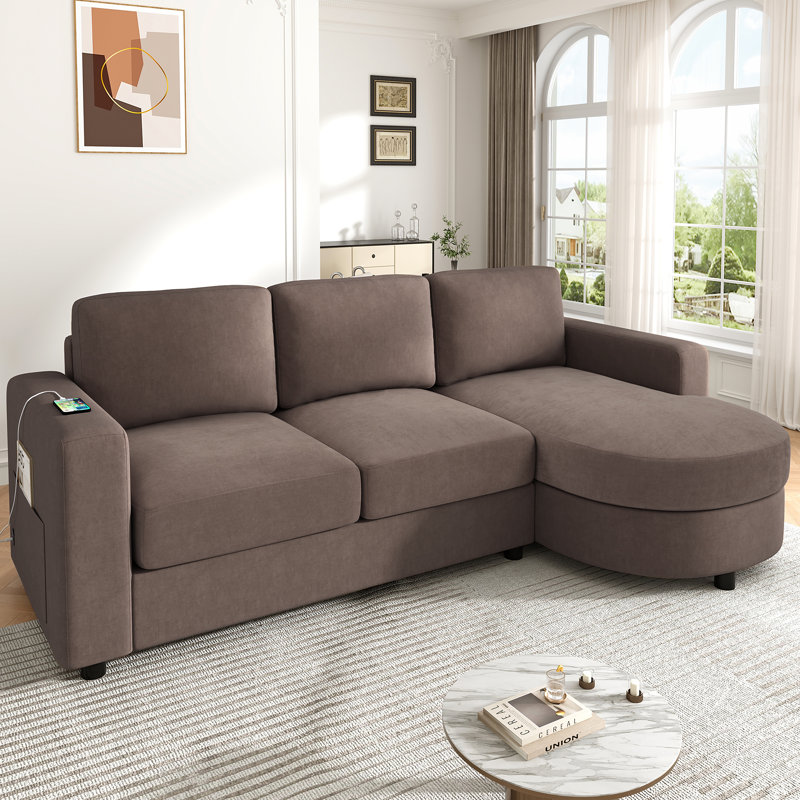 Sectionals With Storage, 84.6 Inch Chenille Modern Sofa For Home