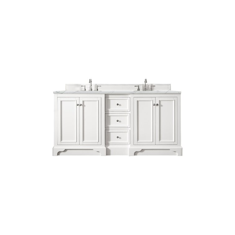 94 de Soto Double Bathroom Vanity with Makeup Counter, Bright White