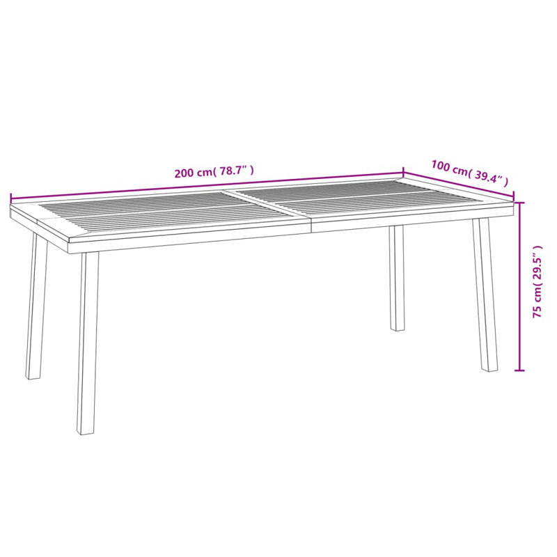 Rectangular Acacia Outdoor Coffee Table, 39.4" W x 78.7" L x 29.5" H